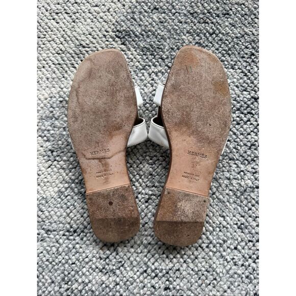 Hermes Oran White 37 Leather Sandals - Picture 4 of 6